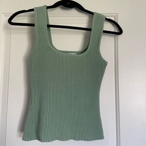 Sage Green Missguided Re_Styld Knit Square Neck Tank Top
